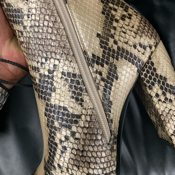 Brown Block Heel Knee High Boot in Faux Snakeskin, Women’s - Picture 9 of 15